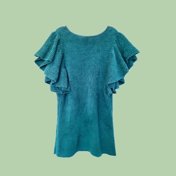 Free People Nikita Ruffle Top Teal Green - Picture 2 of 4